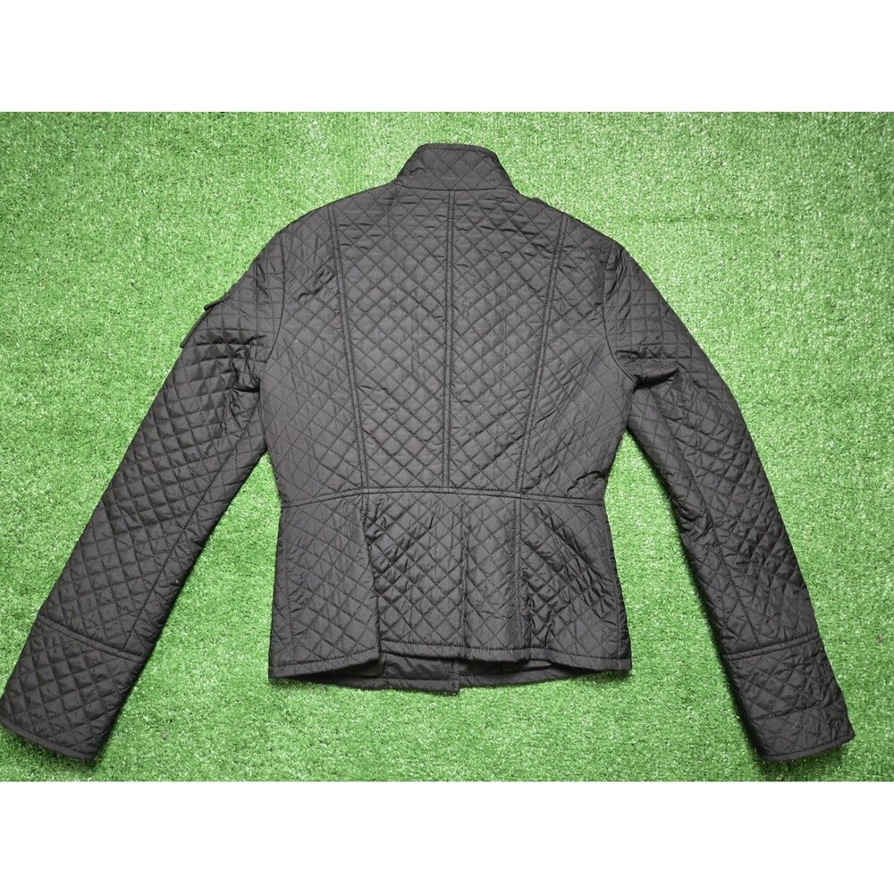 Tory Burch Quilted Jacket Black Gold Logo Buttons Women's Size 2 23081574 - Picture 8 of 12